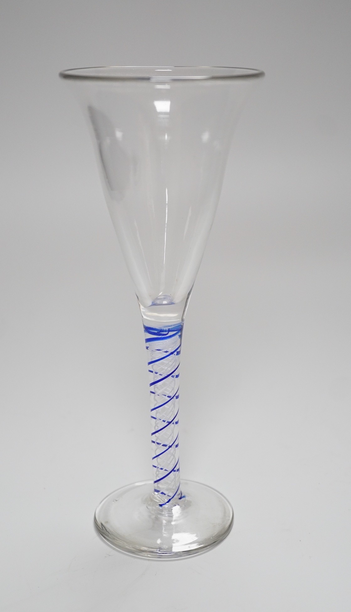 A Dutch colour twist stem wine glass, c.1900, 21.5cm
